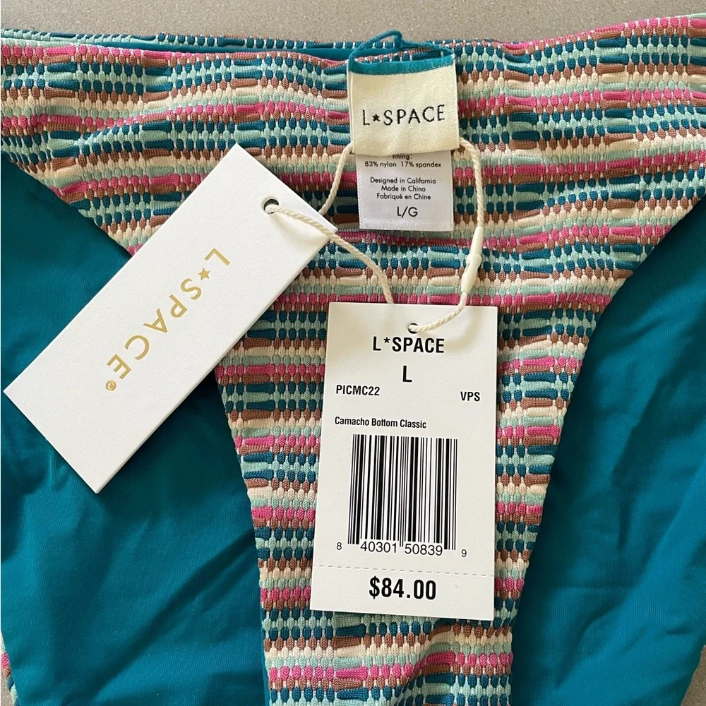 NWT L*Space Pique Stripe Camelia Top (D) & Camacho Bottom (L) - Picture 9 of 9